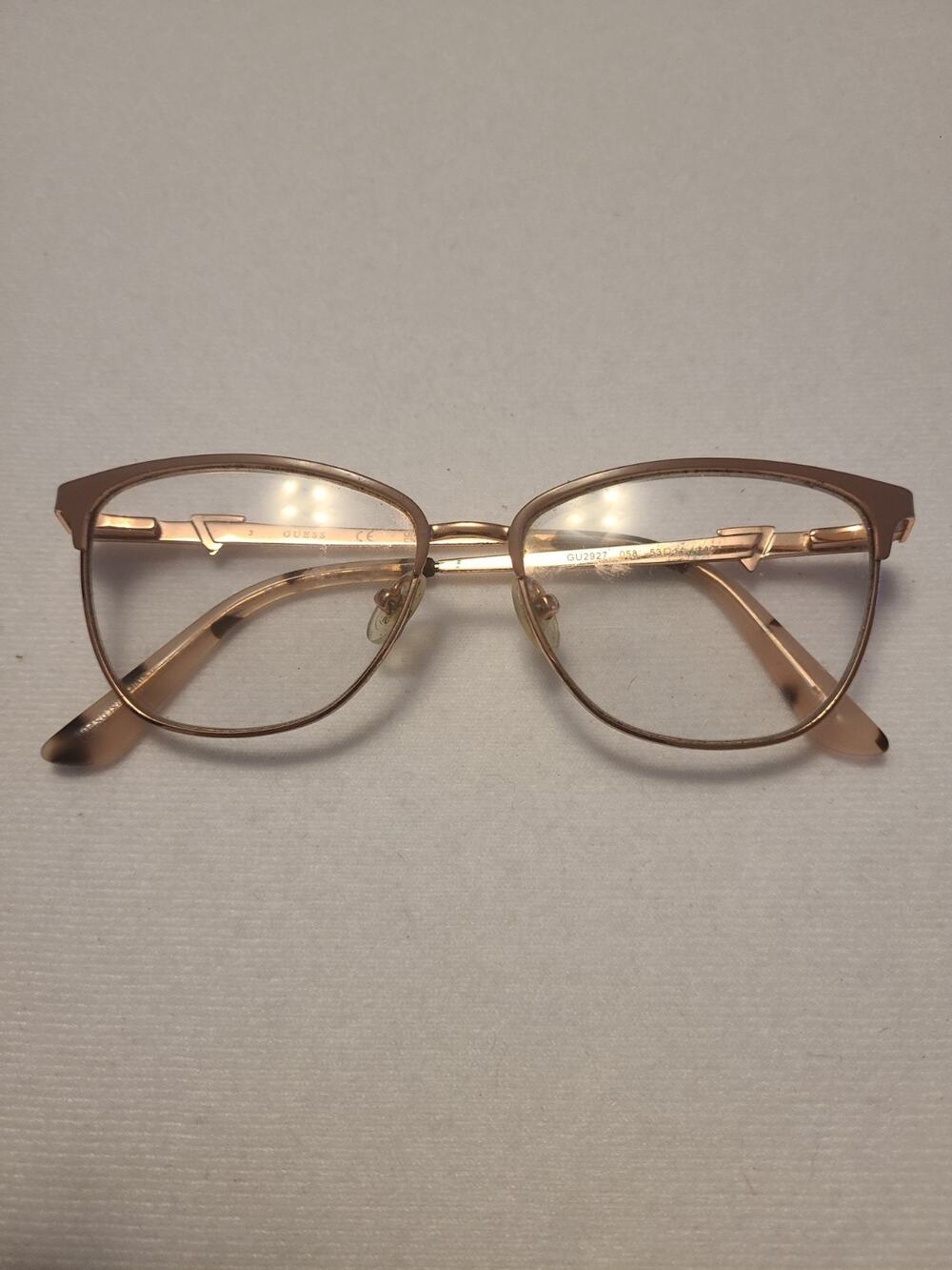 Guess Women Rose Gold Cat Eye Eyeglass Frames GU2927 058 Pink Glasses 53-14-140